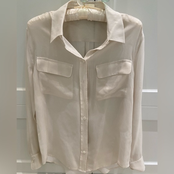 Equipment cream/shiny metallic blouse, XS - Picture 1 of 5